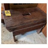 Primitive Wooden Stool 12" Hx 19" Wx 10" D