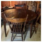 Antique Table (48" R) And 3 Chairs