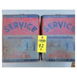 2 Service Motor Oil Cans 2 Gallon