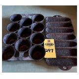 Vtg Griswald Cast Iron Muffing Pan & Unmarked