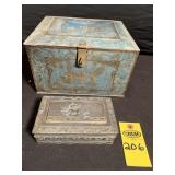 Antique Tole Tin & Cigarette Box