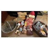2 Baskets Of Homemade Dolls & Animals
