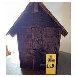 Handmade Wooden Cabin 12.5" Hx 10.5" Wx 12" D
