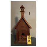 Homemade Wooden Church Birdhouse 20" H