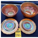 4 Pieces Carnival Glass