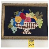 Vintage Needle Work Fruit Bowl 12" X 15"