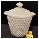 Vtg. Anchor Hocking Hobnail Milk Glass Cookie Jar
