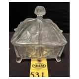 Antique Paneled Thistle Pattern Lidded Dish