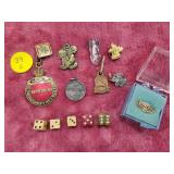 Vintage Charms & Mini Dice, Carnes Pin10k Gold