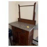 Antique Oak Wash Stand With Marble Top