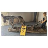 Resin Farmer Plowing With Mule