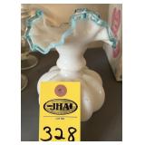 Vintage Fenton Aqua Crest Melon Vase 6" H