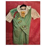 Girl Scout Uniform Size 10 W/ Sash & Badges