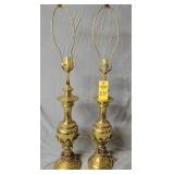 Pair Brass Lamps 34' Tall