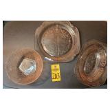 3 Pcs Pink Depression Glass