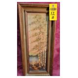 Watercolor On Canvas Lake Scene 9 1/2' X 22'