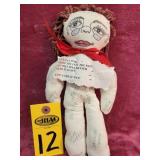 Vintage Hand Made Voodo Doll, Pain Doll 9'