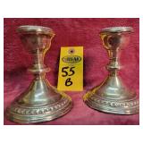 Pair Sterling Weighted Candle Sticks 4'