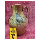Salt Glaze Pitcher Bird Pattern, Vernon Owens 10'