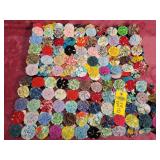 2 Yo Yo Runners Quilt Fabric Handmade