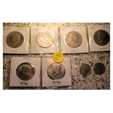 6 Kennedy Half Dollars , 2 Buffalo Nickles