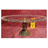 Candlewick Style Vintage Serving Pedestal, Brass