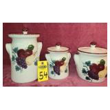 Nichols Pottery Canister Set, Fruit Pattern,