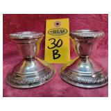 Pair Of Weighted Silver Candle Sticks 2 1/2'