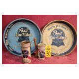 Pabst Blue Ribbon Trays, Military Trench Art Can