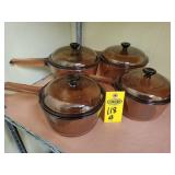Coring Ware Visions 4 Set Sauce Pots W/ Lids