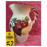 Nichols Pottery Pitcher, Fruit Pattern Seagrove
