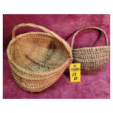 2 Primitive Handmade Baskets 10' X 11'