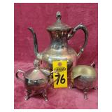 Victorian Silver On Copper, Coffeepot, Cream &
