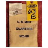 $25 Us Mint Quarters In Sealed Bag, District Of