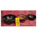 3 Kenneth George Pottery Bowls 7' , 6' , 51/2'