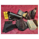 3 Leather Pistol Holsters, Custom Gun Grips,