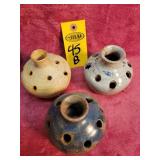 3 Pansy Bowls Pottery - Owens, Bolick, 1 Unsigned