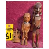 Native Made Carved Pygmy Figurines 8', 6 1/2', 3'