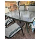 Outdoor Patio Table, 6 Chairs, New Umbrella