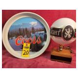 Coors Light Bar Lamp & Coors Serving Tray