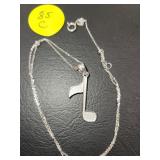 14k White Gold Chain & Pendant 1.8 G