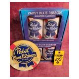 4 Pabst Blue Ribbon Glasses, Pabst Blue