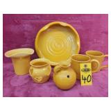 6 Pcs Yellow Nc Pottery, North State, Lathams