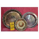 3 Pcs Silverplate Trays