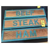 Ham, Steak & Beef Signs 23.5" X 6"