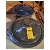 2 Enamel Canners, 1 Rack