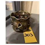 Pottery Candleholder Singed Nancy Kiser