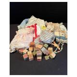 Vintage Doll Clothes, Blocks, Beads & Misc