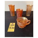 4 Pcs Carnival Glass