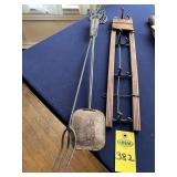 Vtg Fireplace Tools & Homemade Hat Rack